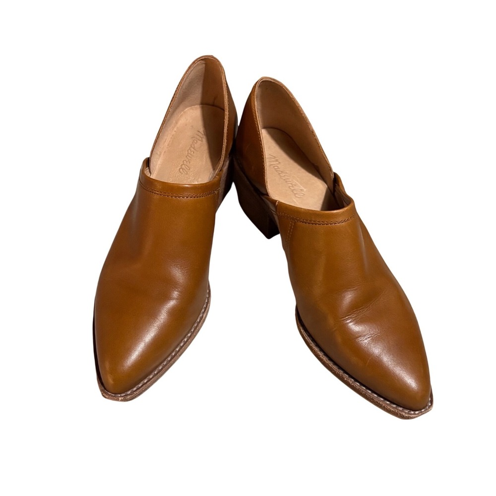 Madewell Brady D'Orsay Bootie Women's 9 Cognac Leather Pointed Toe Block Heel